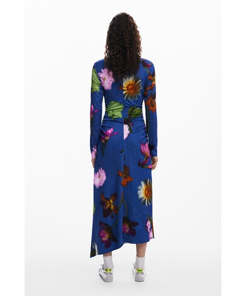 Desigual(デシグアル)の「アシンメトリードレープ フラワーワンピース ネイビー(ワンピース・レディース・ブルー・XS/S/M/L/XL)」の3枚目の写真