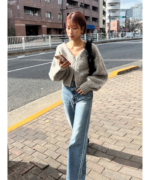 Ungrid（アングリッド）の「ダブルジップＶネックニットカーデ（カーディガン/ボレロ・レディース・グレー/オレンジ/ブラウン・FREE）」の19枚目の写真