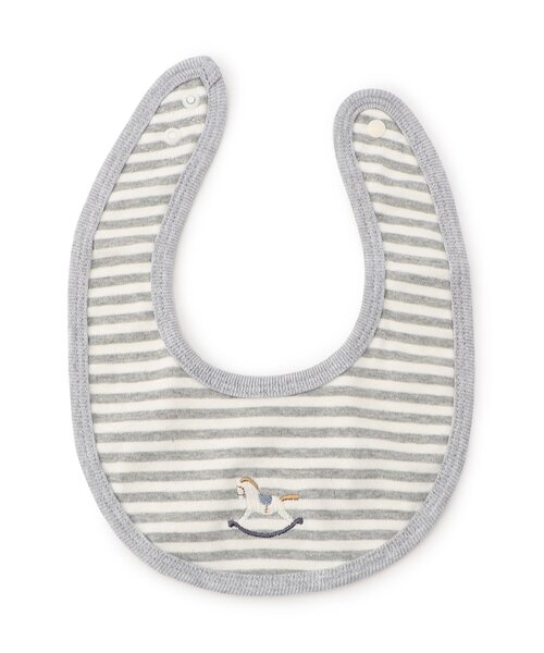 apres les cours(アプレレクール)の「モチーフ刺繍ボーダースタイ(スタイ/よだれかけ・キッズ・グレー/ネイビー・90)」の1枚目の写真