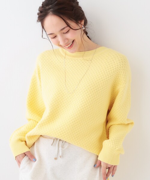 DRESKIP(ドレスキップ)の「【高レビュー/洗える/S-LL】ポコポコの表面感が魅力 ラーベン柄ニット(ニット/セーター・レディース・ベージュ/ブラック/イエロー系その他/オフホワイト/ブルー・01/02/03/04)」の5枚目の写真