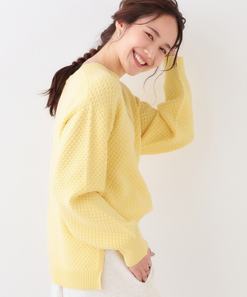 DRESKIP(ドレスキップ)の「【高レビュー/洗える/S-LL】ポコポコの表面感が魅力 ラーベン柄ニット(ニット/セーター・レディース・ベージュ/ブラック/イエロー系その他/オフホワイト/ブルー・01/02/03/04)」の20枚目の写真