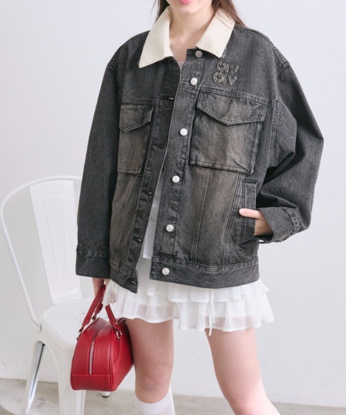 OLIVE des OLIVE(オリーブデオリーブ)の「配色衿ゆるたぽGジャン(デニムジャケット・レディース・ブルー/ブラック・FREE)」の18枚目の写真