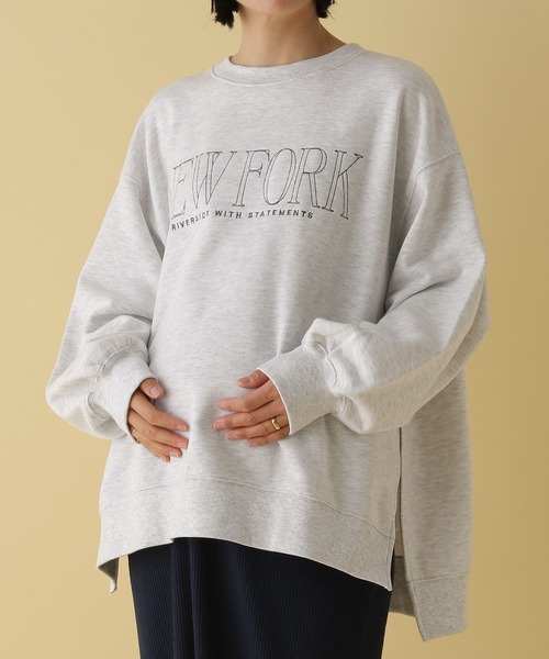 LEPSIM（レプシィム）の「【産前・産後対応】マタニティ／白抜きロゴ刺繍プルオーバー　291018（スウェット・レディース・ブルー/グレー・FREE）」の3枚目の写真