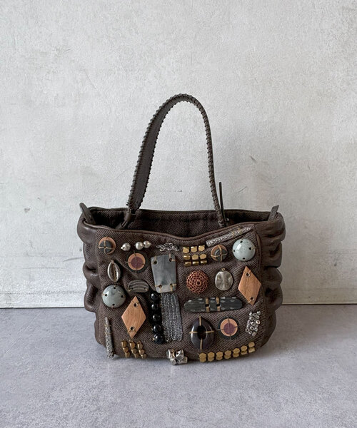 jamin puech バック 毛皮　トートバッグ Jamin Puech “rafia&leather&wood tote bag” ラフィアトート