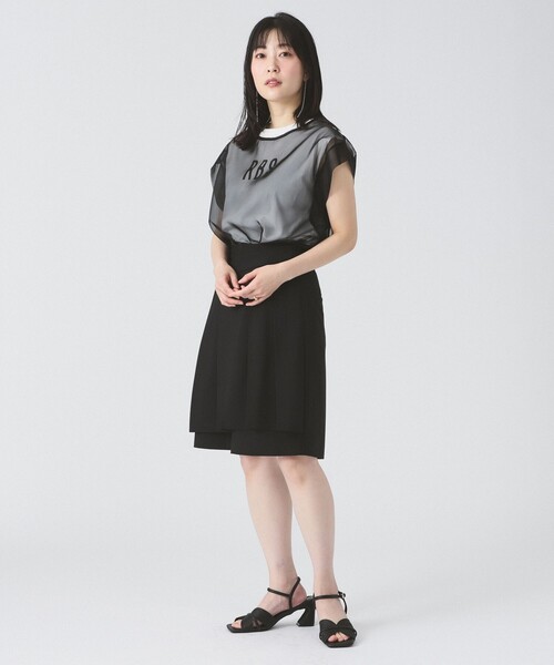 RBS（アールビーエス）の「RBS / シアー レイヤードロゴT（Tシャツ/カットソー・レディース・ベージュ/ブラック・ONE SIZE）」の12枚目の写真