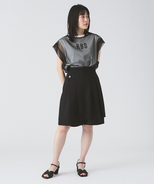 RBS（アールビーエス）の「RBS / シアー レイヤードロゴT（Tシャツ/カットソー・レディース・ベージュ/ブラック・ONE SIZE）」の13枚目の写真