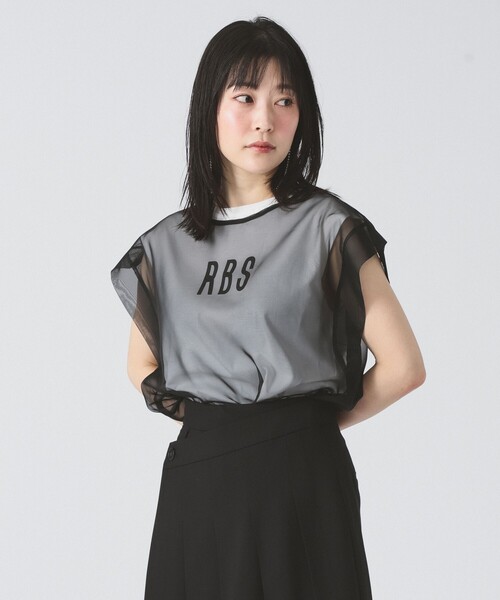 RBS（アールビーエス）の「RBS / シアー レイヤードロゴT（Tシャツ/カットソー・レディース・ベージュ/ブラック・ONE SIZE）」の15枚目の写真