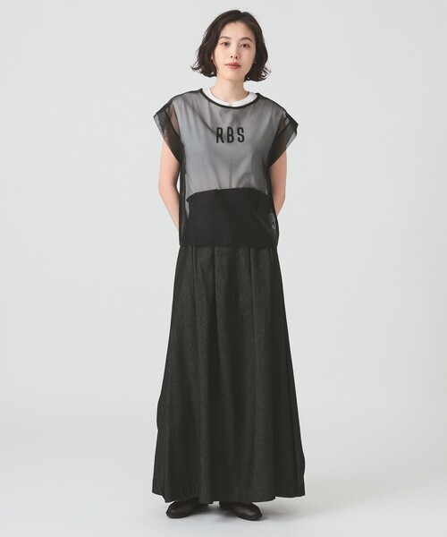 RBS（アールビーエス）の「RBS / シアー レイヤードロゴT（Tシャツ/カットソー・レディース・ベージュ/ブラック・ONE SIZE）」の17枚目の写真