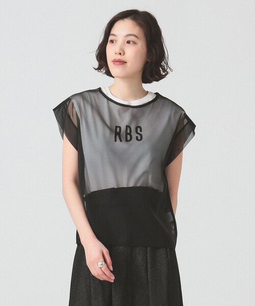 RBS（アールビーエス）の「RBS / シアー レイヤードロゴT（Tシャツ/カットソー・レディース・ベージュ/ブラック・ONE SIZE）」の19枚目の写真