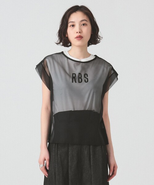 RBS（アールビーエス）の「RBS / シアー レイヤードロゴT（Tシャツ/カットソー・レディース・ベージュ/ブラック・ONE SIZE）」の20枚目の写真