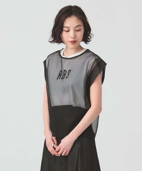 RBS（アールビーエス）の「RBS / シアー レイヤードロゴT（Tシャツ/カットソー・レディース・ベージュ/ブラック・ONE SIZE）」の21枚目の写真