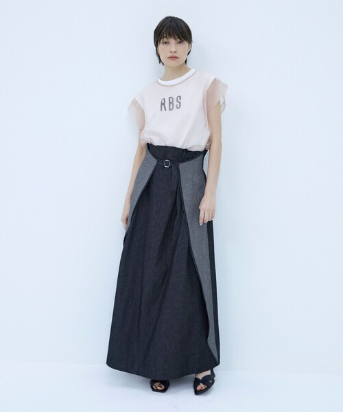 RBS（アールビーエス）の「RBS / シアー レイヤードロゴT（Tシャツ/カットソー・レディース・ベージュ/ブラック・ONE SIZE）」の22枚目の写真