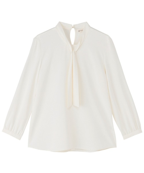 TOKYO SHIRTS（トウキョウシャツ）の「シルキーサテン ボウタイパールブラウス 長袖 レディース（シャツ/ブラウス・レディース・ブルー/ホワイト/ネイビー・M/L/LL）」の2枚目の写真