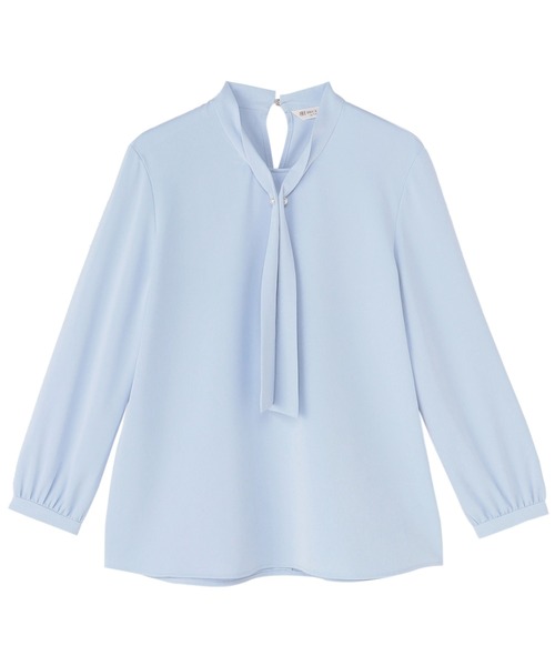 TOKYO SHIRTS（トウキョウシャツ）の「シルキーサテン ボウタイパールブラウス 長袖 レディース（シャツ/ブラウス・レディース・ブルー/ホワイト/ネイビー・M/L/LL）」の3枚目の写真