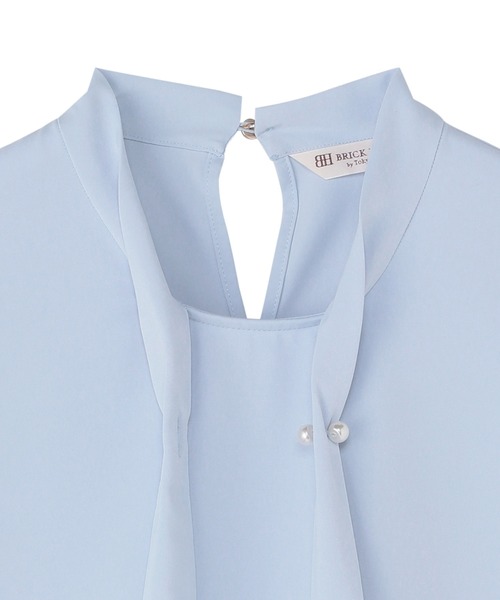 TOKYO SHIRTS（トウキョウシャツ）の「シルキーサテン ボウタイパールブラウス 長袖 レディース（シャツ/ブラウス・レディース・ブルー/ホワイト/ネイビー・M/L/LL）」の6枚目の写真