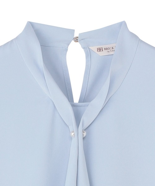 TOKYO SHIRTS（トウキョウシャツ）の「シルキーサテン ボウタイパールブラウス 長袖 レディース（シャツ/ブラウス・レディース・ブルー/ホワイト/ネイビー・M/L/LL）」の7枚目の写真
