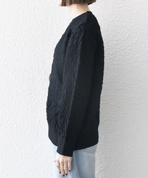 WEB限定】SHIPS any:〈手洗い可能〉ジャカード バンピー クルーネック