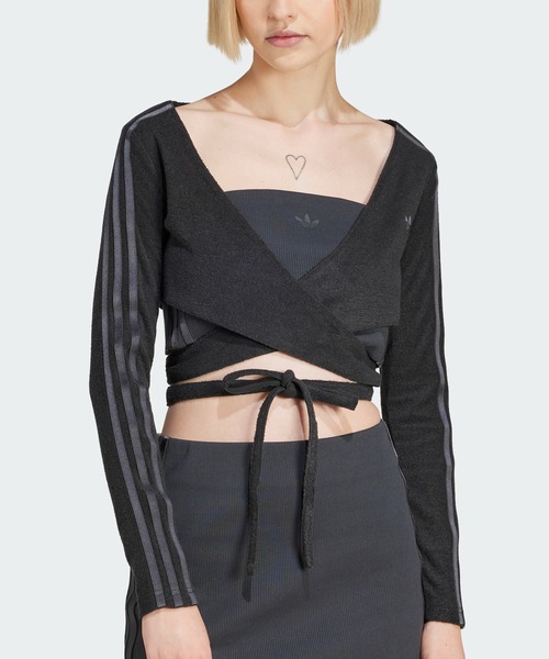 adidas(アディダス)の「ラップアラウンド カーディガン / アディダスオリジナルス adidas Originals(カーディガン/ボレロ・レディース・グレー/ピンク・XX-LARGE/3XL/LARGE/MEDIUM/SMALL/X-LARGE/X-SMALL)」の2枚目の写真