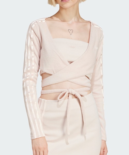 adidas(アディダス)の「ラップアラウンド カーディガン / アディダスオリジナルス adidas Originals(カーディガン/ボレロ・レディース・グレー/ピンク・XX-LARGE/3XL/LARGE/MEDIUM/SMALL/X-LARGE/X-SMALL)」の1枚目の写真