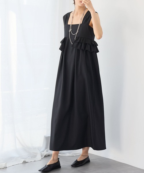 ELFRANK(エルフランク)の「リネンライクオフショルダーAラインワンピース(ワンピース・レディース・ブラック/カーキ・FREE)」の2枚目の写真