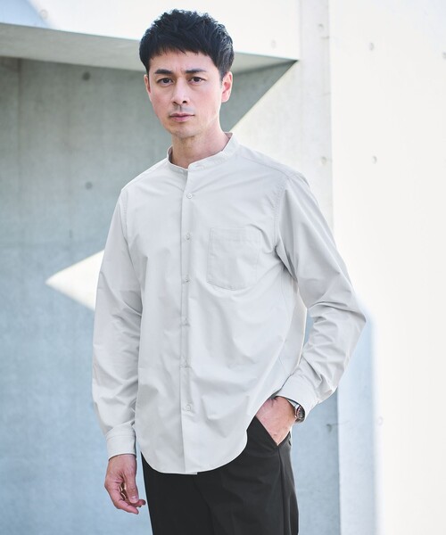 green label relaxing(グリーンレーベルリラクシング)の「【WEB限定】JUST fit バンドカラー 長袖 シャツ -ストレッチ-(シャツ/ブラウス・メンズ・コバルトブルー/ライトグレー/ベージュ・M/XL/L/S)」の1枚目の写真