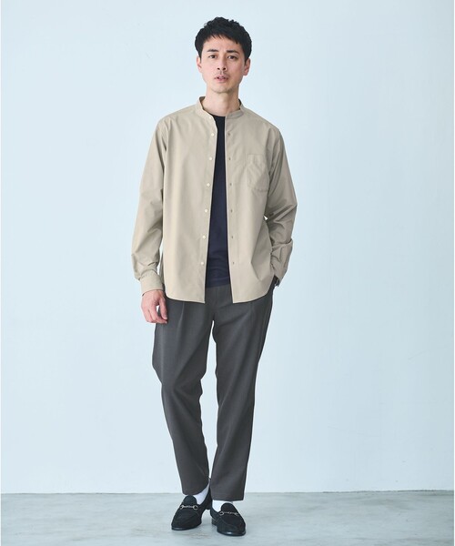 green label relaxing(グリーンレーベルリラクシング)の「【WEB限定】JUST fit バンドカラー 長袖 シャツ -ストレッチ-(シャツ/ブラウス・メンズ・コバルトブルー/ライトグレー/ベージュ・M/XL/L/S)」の4枚目の写真