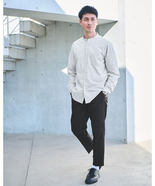 green label relaxing(グリーンレーベルリラクシング)の「【WEB限定】JUST fit バンドカラー 長袖 シャツ -ストレッチ-(シャツ/ブラウス・メンズ・コバルトブルー/ライトグレー/ベージュ・M/XL/L/S)」の7枚目の写真