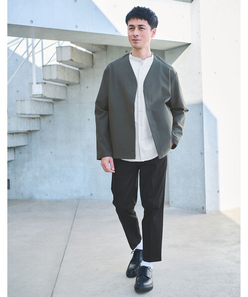 green label relaxing(グリーンレーベルリラクシング)の「【WEB限定】JUST fit バンドカラー 長袖 シャツ -ストレッチ-(シャツ/ブラウス・メンズ・コバルトブルー/ライトグレー/ベージュ・M/XL/L/S)」の8枚目の写真