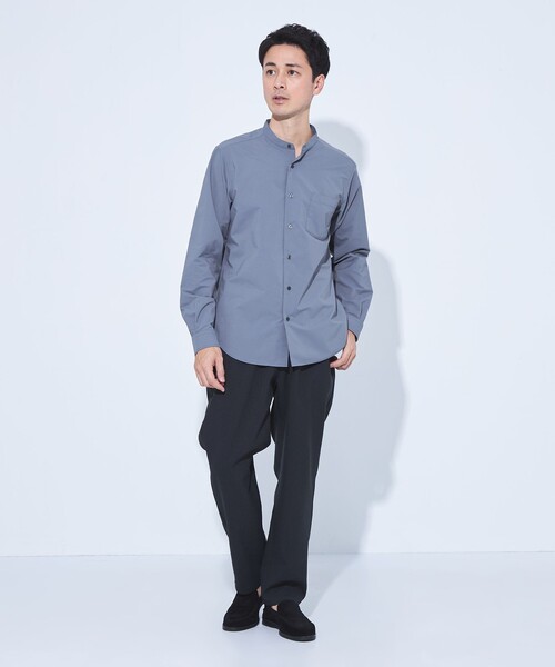 green label relaxing(グリーンレーベルリラクシング)の「【WEB限定】JUST fit バンドカラー 長袖 シャツ -ストレッチ-(シャツ/ブラウス・メンズ・コバルトブルー/ライトグレー/ベージュ・M/XL/L/S)」の9枚目の写真