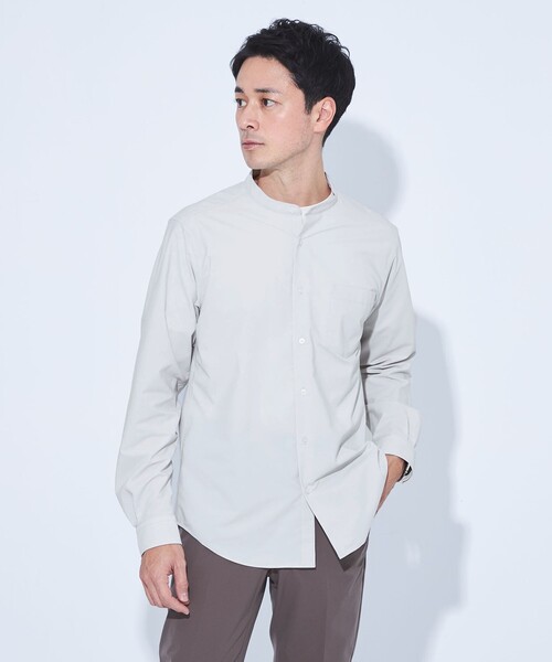 green label relaxing(グリーンレーベルリラクシング)の「【WEB限定】JUST fit バンドカラー 長袖 シャツ -ストレッチ-(シャツ/ブラウス・メンズ・コバルトブルー/ライトグレー/ベージュ・M/XL/L/S)」の10枚目の写真