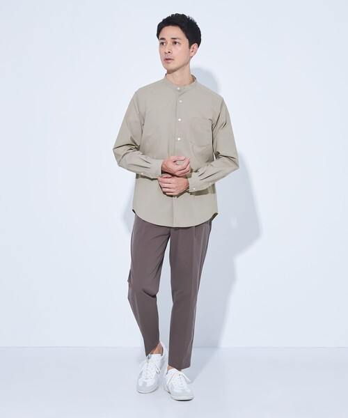 green label relaxing(グリーンレーベルリラクシング)の「【WEB限定】JUST fit バンドカラー 長袖 シャツ -ストレッチ-(シャツ/ブラウス・メンズ・コバルトブルー/ライトグレー/ベージュ・M/XL/L/S)」の12枚目の写真