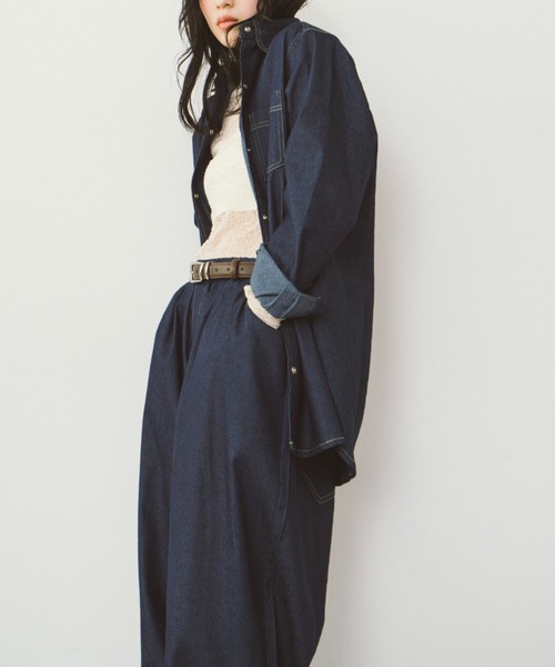 HANNE（アン）の「ダンガリーイージーパンツ（デニムパンツ・レディース・ネイビー/ブルー・SMALL/MEDIUM）」の13枚目の写真