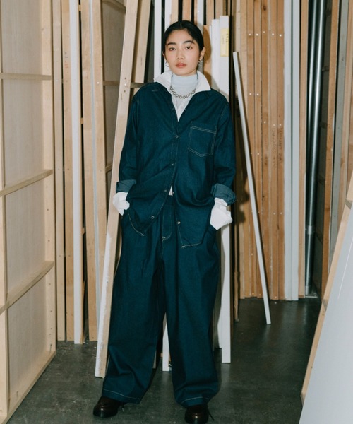 HANNE（アン）の「ダンガリーイージーパンツ（デニムパンツ・レディース・ネイビー/ブルー・SMALL/MEDIUM）」の17枚目の写真