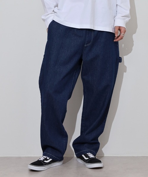 BIG MIKE(ビッグマイク)の「BIG MIKE Painter Denim Easy Pants ペインターデニムイージパンツ(その他パンツ・メンズ・ダークインディゴブルー/ストライプ/キナリ・L/XL/M)」の3枚目の写真