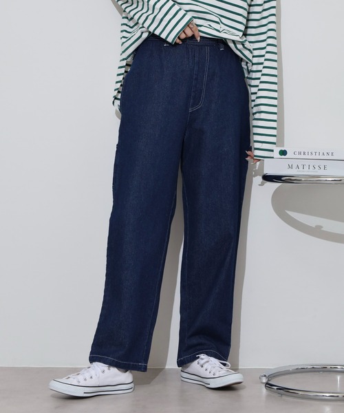 BIG MIKE(ビッグマイク)の「BIG MIKE Painter Denim Easy Pants ペインターデニムイージパンツ(その他パンツ・メンズ・ダークインディゴブルー/ストライプ/キナリ・L/XL/M)」の4枚目の写真