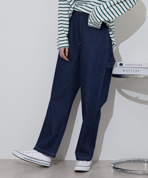 BIG MIKE(ビッグマイク)の「BIG MIKE Painter Denim Easy Pants ペインターデニムイージパンツ(その他パンツ・メンズ・ダークインディゴブルー/ストライプ/キナリ・L/XL/M)」の5枚目の写真