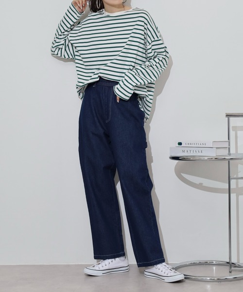 BIG MIKE(ビッグマイク)の「BIG MIKE Painter Denim Easy Pants ペインターデニムイージパンツ(その他パンツ・メンズ・ダークインディゴブルー/ストライプ/キナリ・L/XL/M)」の7枚目の写真
