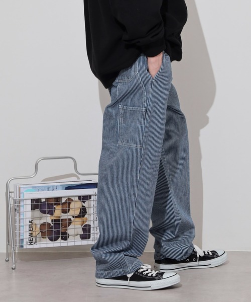 BIG MIKE(ビッグマイク)の「BIG MIKE Painter Denim Easy Pants ペインターデニムイージパンツ(その他パンツ・メンズ・ダークインディゴブルー/ストライプ/キナリ・L/XL/M)」の19枚目の写真