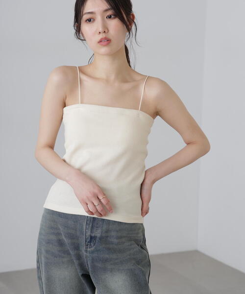 FREE'S MART(フリーズマート)の「◆カップ付きベアキャミソール(キャミソール・レディース・グレー/ブラック/ホワイト・FREE)」の1枚目の写真