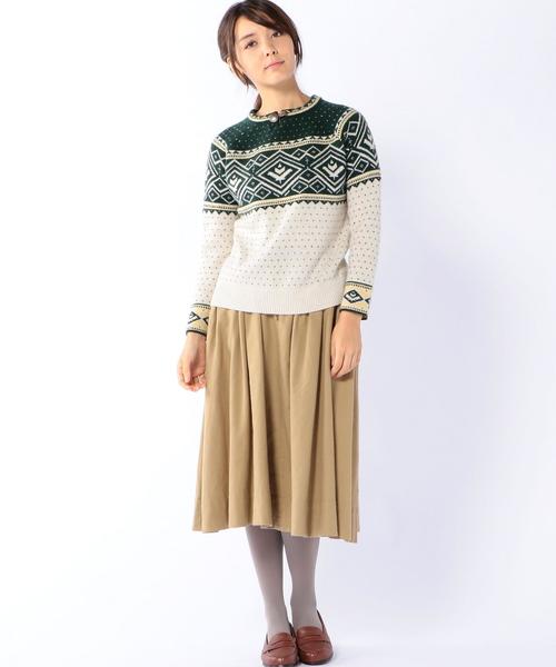 coen(コーエン)の「【Market】ノルディックジャガードクルーネックニット(ニット/セーター・レディース・オリーブ/ブラック・MEDIUM/LARGE)」の6枚目の写真