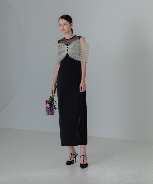 a　【LEJA】チュールフリルビスチェIラインドレスワンピース2点セット セール】【LEJA】チュールフリルビスチェIラインドレスワンピース2点