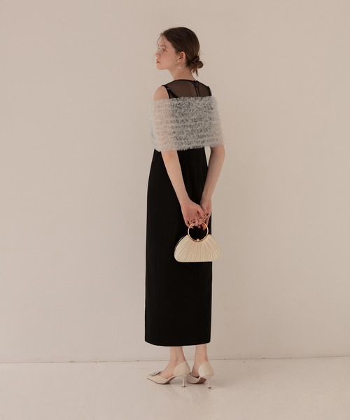 a　【LEJA】チュールフリルビスチェIラインドレスワンピース2点セット セール】【LEJA】チュールフリルビスチェIラインドレスワンピース2点