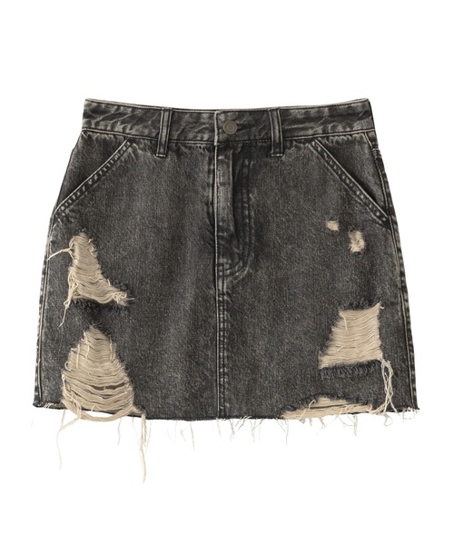 セール】DISTRESSED DENIM MINI SKIRT（デニムスカート）｜X