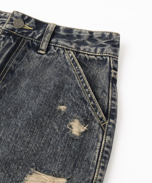 X-girl（エックスガール）の「DISTRESSED DENIM MINI SKIRT（デニムスカート・レディース・ブラック/ライトインディゴブルー・S/M）」の15枚目の写真