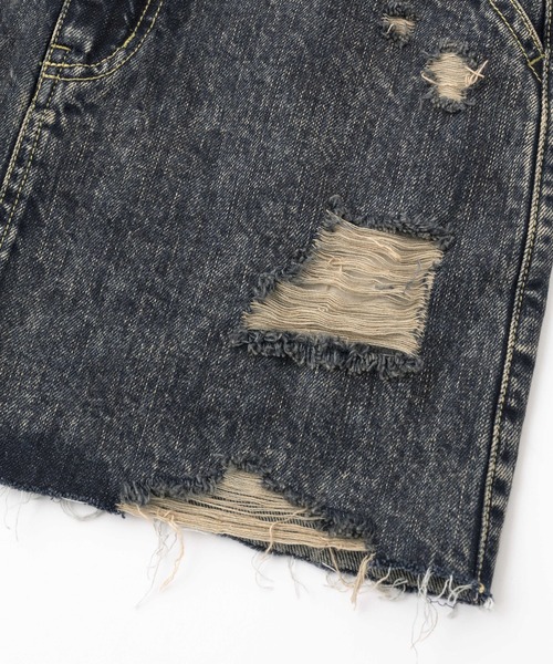 X-girl（エックスガール）の「DISTRESSED DENIM MINI SKIRT（デニムスカート・レディース・ブラック/ライトインディゴブルー・S/M）」の16枚目の写真