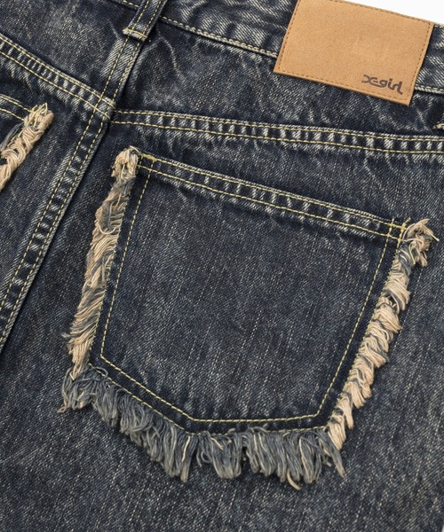 X-girl（エックスガール）の「DISTRESSED DENIM MINI SKIRT（デニムスカート・レディース・ブラック/ライトインディゴブルー・S/M）」の18枚目の写真