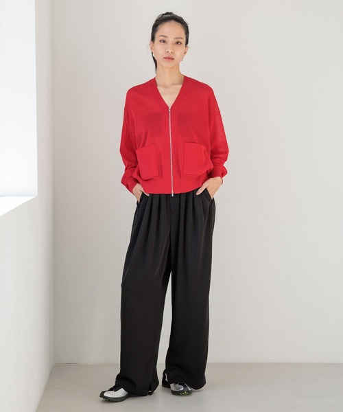 HEREIAM（ヘレイアム）の「【HEREIAM】バックドッキングカーディガン（カーディガン/ボレロ・レディース・オフホワイト/ブラック/レッド・FREE）」の15枚目の写真