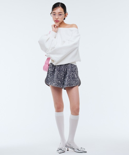 Narcissus(ナルシス)の「スパンコールベロアショートパンツ(その他パンツ・レディース・シルバー/ブラック・FREE)」の5枚目の写真