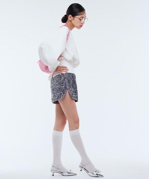Narcissus(ナルシス)の「スパンコールベロアショートパンツ(その他パンツ・レディース・シルバー/ブラック・FREE)」の6枚目の写真