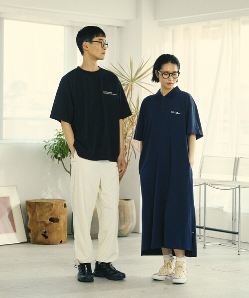 Firsthand（ファーストハンド）の「MA Firsthand/マ ファーストハンド BASIC LOGO POLO ONEPIECE / ベーシック ロゴ ワンポイント刺繍  ポロワンピース / 半袖ポロ ロングワンピース（ワンピース・レディース・ブラウン/ホワイト/ネイビー・FREE）」の5枚目の写真